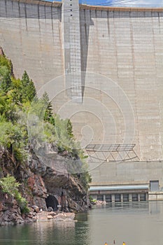 Flaming Gorge Dam Reservoir spills into the Green River, Utah