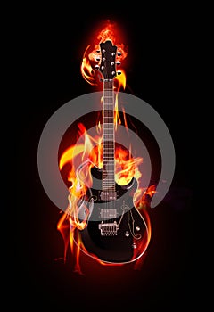 Flaming guitar