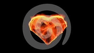 Flaming heart on the black background. slow-motion. 3d rendering.