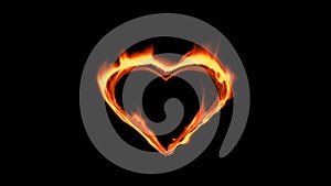 Flaming heart on the black background. slow-motion. 3d rendering.