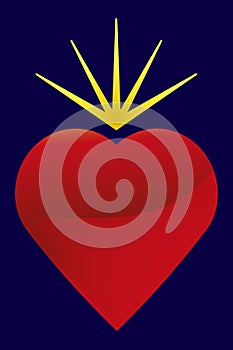 Flaming heart icon with light reflects and gradients.