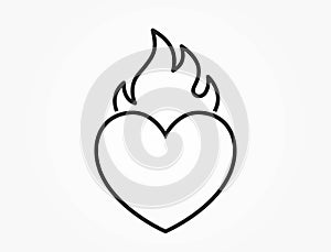 flaming heart line icon. love and romantic symbol. vector image for valentines day design
