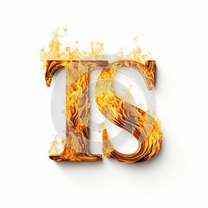 Burning Letter S Stock Photo: Troubadour Style Hyperrealism With Tenebrism-inspired Illusions photo
