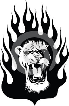 Flaming Lion Vector Illustration