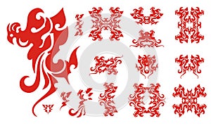 Flaming phoenix symbols