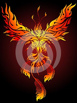 Flaming Phoenix vector illustration ideal for body art or tattoo