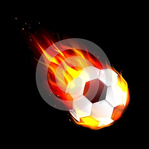 Flaming soccer football ball