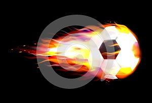 Flaming soccer football ball