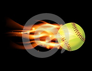 Flaming Softball Illustration photo