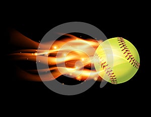 Flaming Softball Illustration