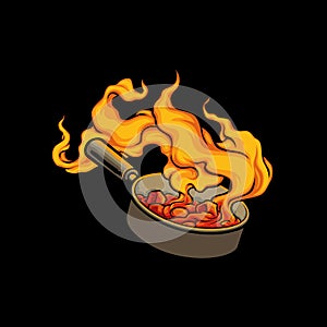 Flaming Stir Fry Cooking photo