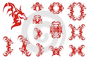 Red young dragon symbols