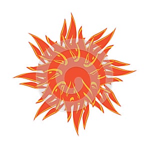 Flaming sun vector illustration on a white background
