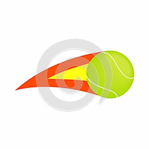 Flaming tennis ball icon, isometric 3d style