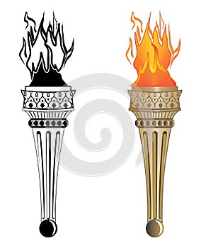 Flaming Torch in 1 Color and Full Color