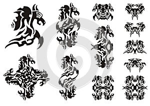 Flaming winged dragon symbols