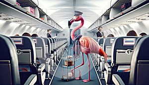 Flamingo as an Airline Steward