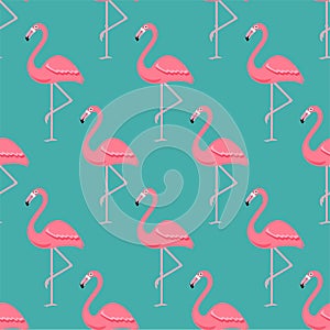 Flamingo Bird Background - Retro seamless pattern in vector