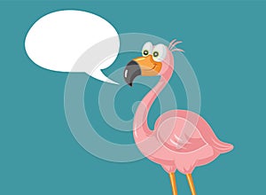 Flamingo Bird with Speech Bubble Vector Cartoon Illustration