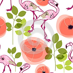 Flamingo birds seamless pattern