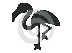 Flamingo black bird silhouette drawn on a white background. Isolated vector