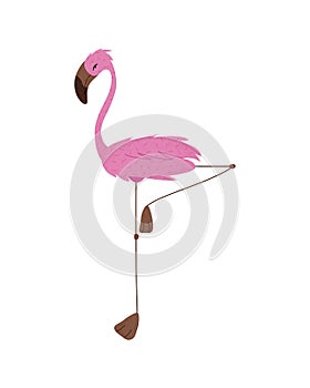 Flamingo cartoon hand drawn in trendy style. Modern vector illustration isolated on white background