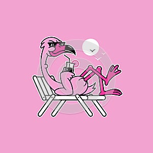 FLAMINGO CHILLING WITH COCKTAIL