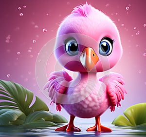 Flamingo Fantasy: Highly Detailed 3D Rendering