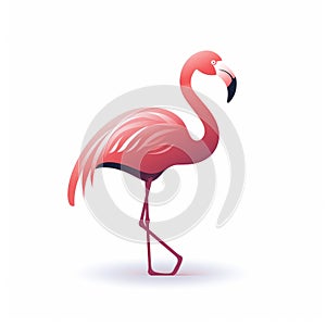 Minimalistic Vector Flamingo Icon On White Background