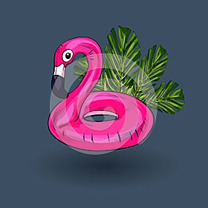 Flamingo inflatable pool float. Vector illustration.