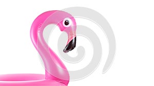 Flamingo isolated. Pink inflatable flamingo for summer beach isolated on white background. Pool float party