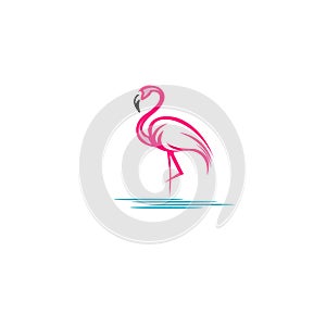 Flamingo logo design pink- Stock vector illustration