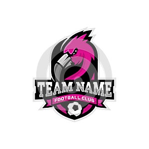 Flamingo mascot for a football team logo.
