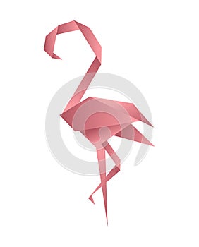 Flamingo origami low poly style. Polygonal mosaic vector illustration. Decorative origami paper flamingo.