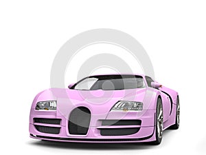 Flamingo pink modern super sports car - closeup shot