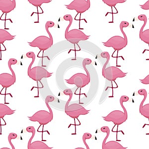 Flamingo seamless pattern pink bird background summer tropical zoo wallpaper.