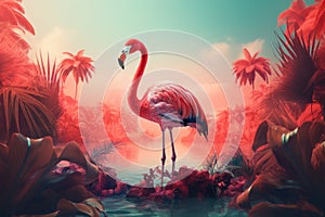 Flamingo Standing in Body of Water