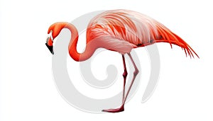 Flamingo standing gracefully white isolate background
