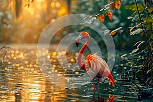 Flamingo standing in pond