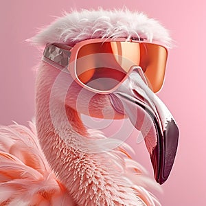 a flamingo staying snug in a trendy peach Ski Goggles