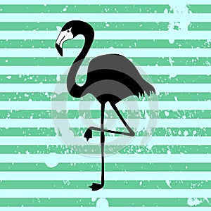 Flamingo on stripey background