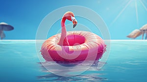 Flamingo swimming ring isolated on coloreful background