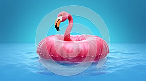 Flamingo swimming ring isolated on coloreful background