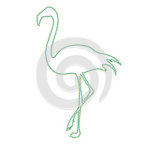 Flamingo on the white background walking