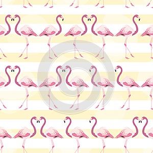 Flamingo Yellow Pink Background with Stripes