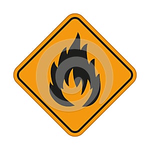 Flammable danger orange sign on a white background