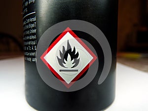 Flammable emblem on the balloon close-up.