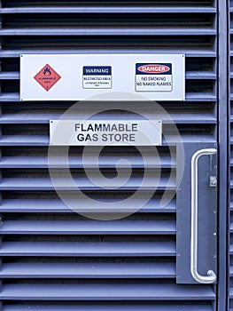 Flammable Gas Store grated metal door