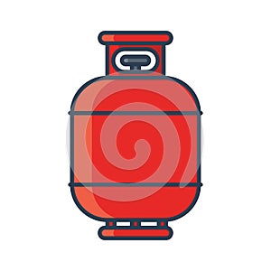 Flammable gas tank icon. Propane, butane, methane gas tank. Flat line vector illustration