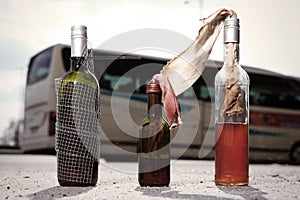 Flammable glass bottles used by extremists